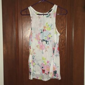 Water color floral tank with zipper detail